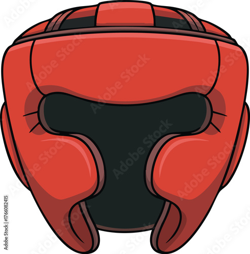 Red boxing headgear safety equipment for combat sports and martial arts training protection