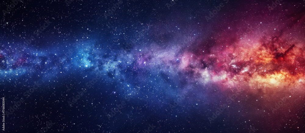 Fototapeta premium Cosmic Symphony: Witness the breathtaking grandeur of the cosmos, a celestial tapestry woven with vibrant hues and shimmering stars, a testament to the universe's infinite beauty.