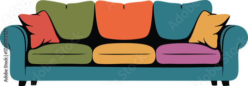 Colorful modern sofa with multiple cushions for comfortable living room seating and stylish home furniture design