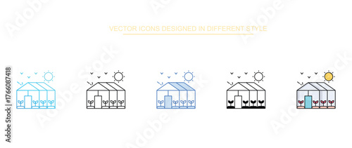 Green House icon design with white background stock illustration