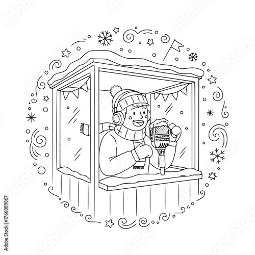 athlete award, winners podium, award ceremony, winter sports, coloring page, line art, outline illustration, cartoon kids, champion, medals, victory, celebration, children activity, festive, doodle, f