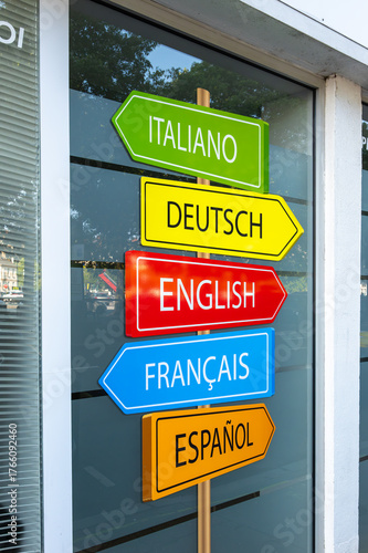 Wallpaper Mural Multilingual Signpost - language school Torontodigital.ca