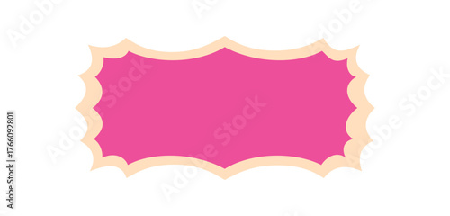 Groovy border with retro scallop outline forms a bold rectangle frame in pink and cream. Y2k element and pop label, creative graphic background for vintage stylish designs.