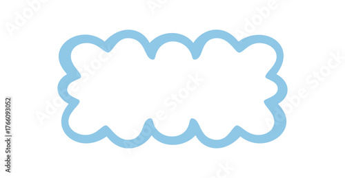 Groovy retro frame in cartoon graphic style with wavy scallop border and rectangle outline. Blue y2k graphic shape as playful abstract background and creative element for stylish vintage label use.