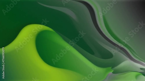 Abstract Green Swirls and Waves Flowing Motion Background.