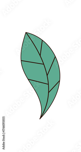 Groovy abstract green plant with retro and modern style sticker. Y2k graphic element, unique nature shape as a trendy groovy sticker. Contemporary cool design accent for playful art or decor.