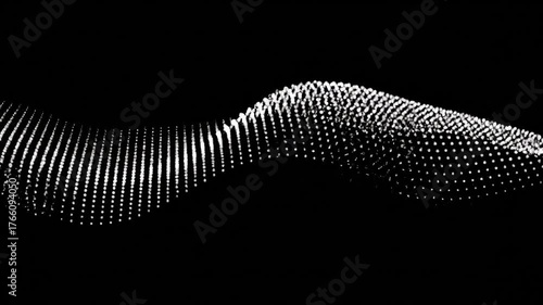 Abstract Waveform of White Dots on Black Background.