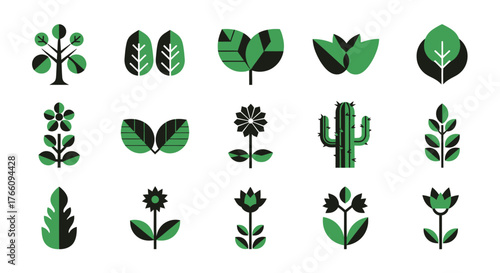 set of green leaves