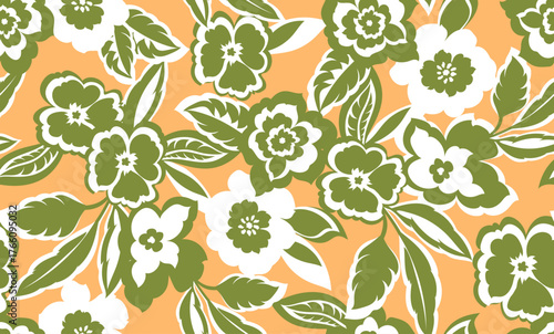 Wallpaper Mural Seamless daisy pattern. Hand draw crispy flowers pattern. Torontodigital.ca