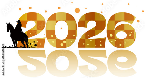 2026年 午年　正月のイラストとタイトルバック