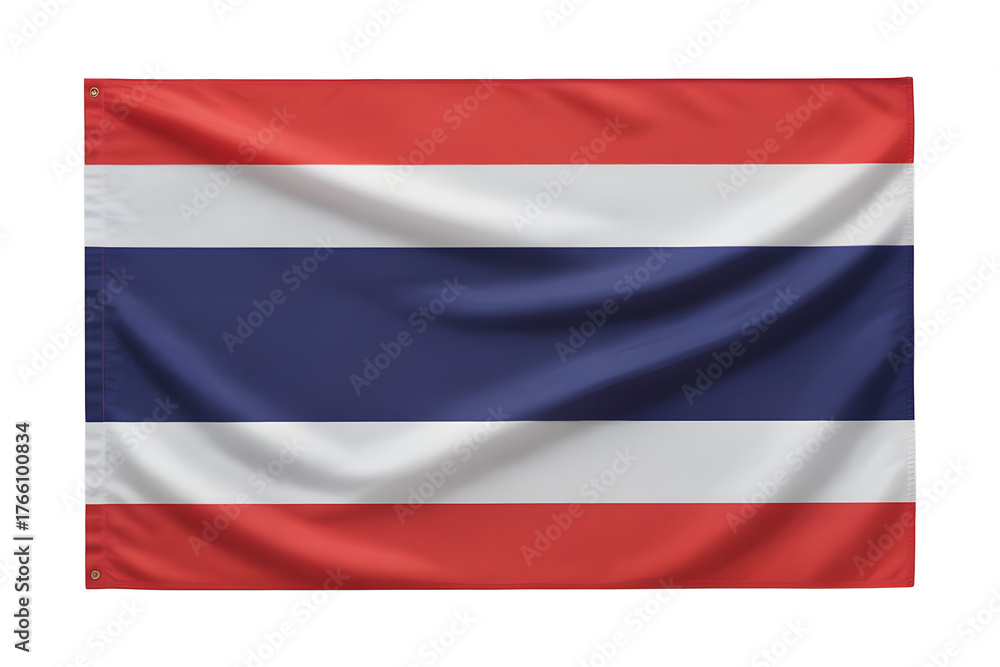 Naklejka premium Vibrant Thai flag waving proudly with patriotic appeal, perfect for national events and cultural celebrations.