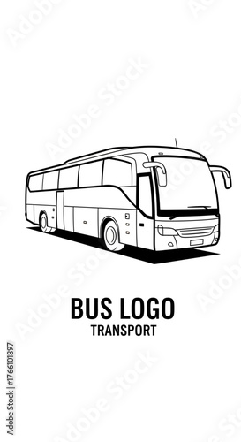 Modern tour bus line art illustration for a transport company logo.
