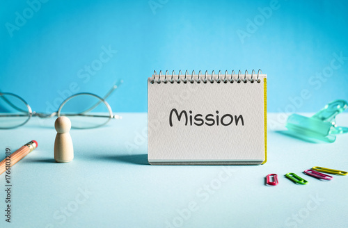 Foto There is notebook with the word Mission