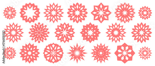 Collection of stylized decorative winter snowflakes and multi-rayed stars. Cute vector illustration for decorating Christmas backgrounds for advertising banners, children's New Year's parties.