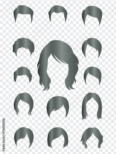 Collection of Human Hairstyles Vector Graphics Set.