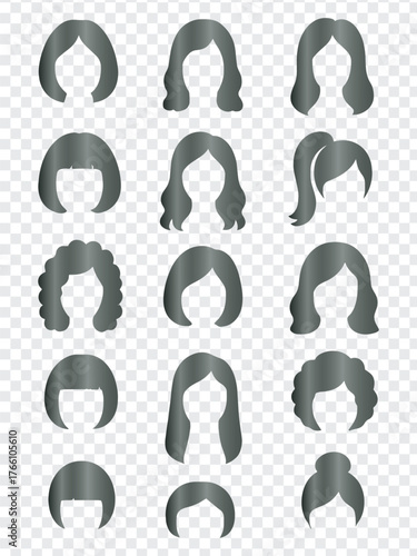 Collection of Human Hairstyles Vector Graphics Set.