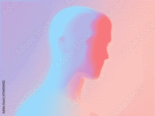 Abstract profile silhouette with gradient colors and smooth blending techniques