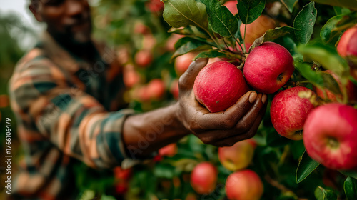 Person Picking Apples Orchard Casual Natural Light