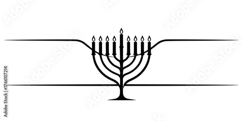 Menorah Holiday Banner Divider Flat Vector Design