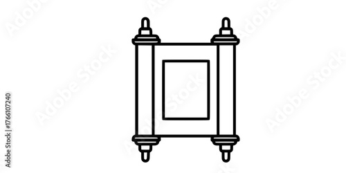 Torah Scroll Religious Outline Flat Vector Icon