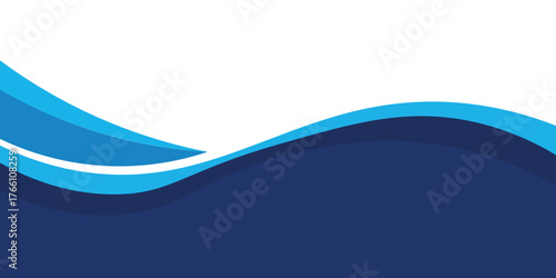 Abstract blue modern business wave banner background.border and header wavy design decoration on white background