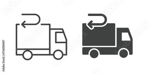 Cargo Truck Icon. Line and glyph solid icon