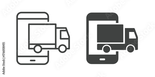 Cargo Truck Icon. Line and glyph solid icon