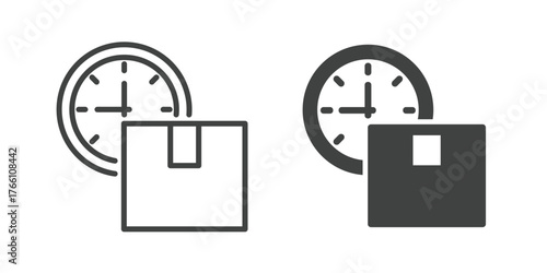 Delivery On Process Icon. Line and glyph solid icon