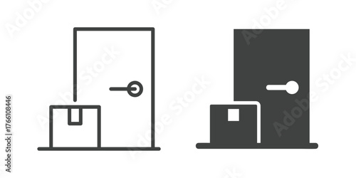 Delivered Icon. Line and glyph solid icon