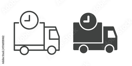 Cargo Truck Icon. Line and glyph solid icon