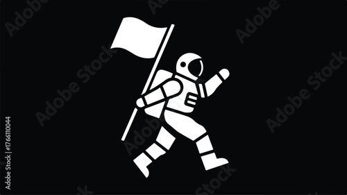 Astronaut Flag Icon Concept Vector Illustration