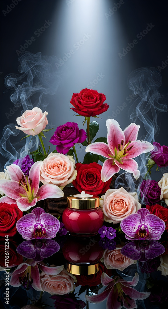 Fototapeta premium spa still life with rose petals