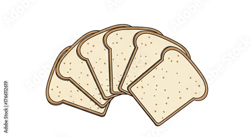 Close Up View of Sliced Bread Loaves Isolated on White Background with Brown Crust and Beige Interior