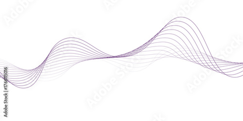 Abstract wave element for design. Digital frequency track equalizer. Stylized line art background. Vector illustration. Wave with lines created using blend tool. Curved wavy line, smooth stripe.