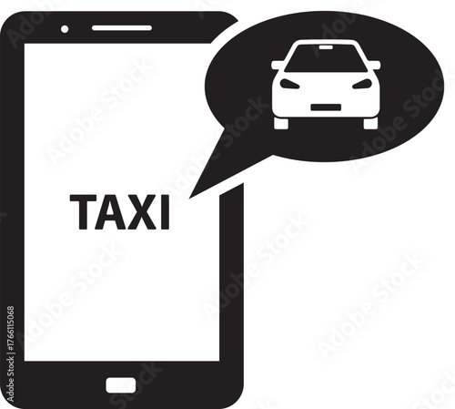 Smartphone with a taxi booking app interface icon