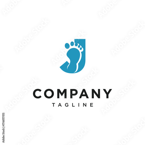 Letter J Foot Logo Icon Vector