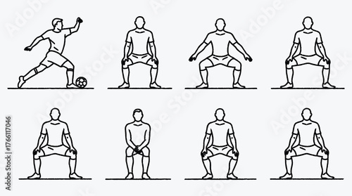 Soccer player vector illustration showing different poses of a sportsman