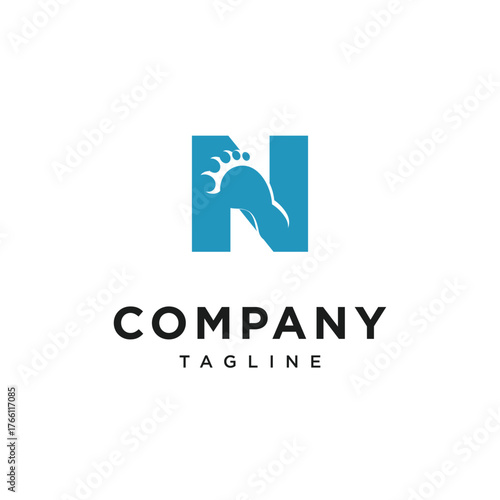 Letter N Foot Logo Icon Vector
