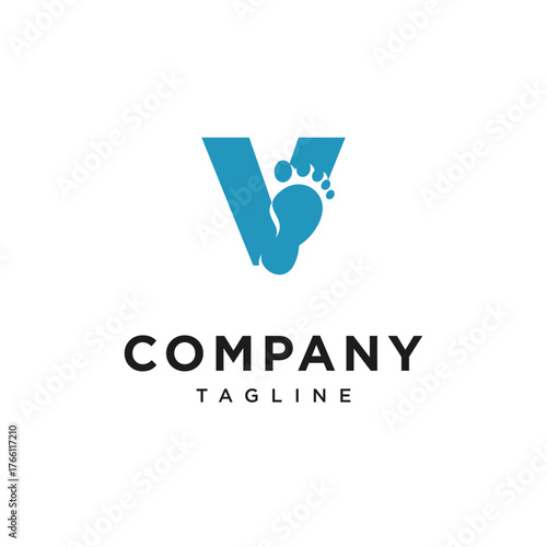 Letter V Foot Logo Icon Vector