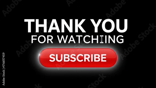 Thank you for watching text with subscribe button on a black background for video end screen with copy space thanks for watching