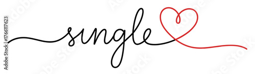 The word 'single' written in cursive with a red heart at the end.