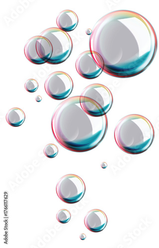 Realistic floating Soap Bubbles  in the air
