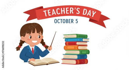 Cartoon depiction celebrates the observance of educators on the fifth day of October