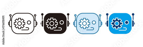 Robot Head Icon Set Multiple Style Collection