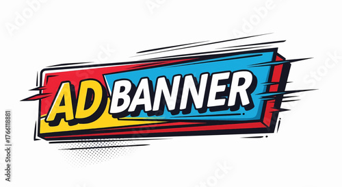 An ad banner concept for business marketing and advertising, designed in a colorful pop art vector illustration