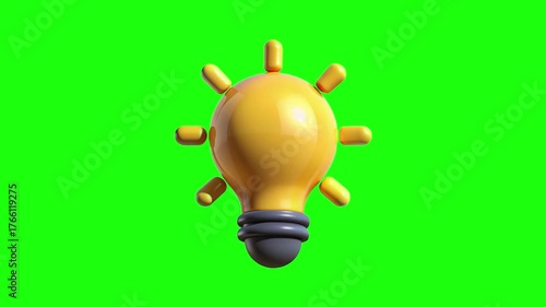 3d light bulb pulse animation on a green screen background.