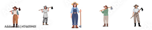 Female Farmer Holding Hoe Flat Vector Illustration for Agriculture Work and Sustainable Rural Lifestyle Concept