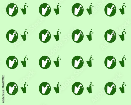 A beverage product logo or icon. Illustration of a milk and melon drink spilling into a glass. Melon and vanilla liquid in a glass.