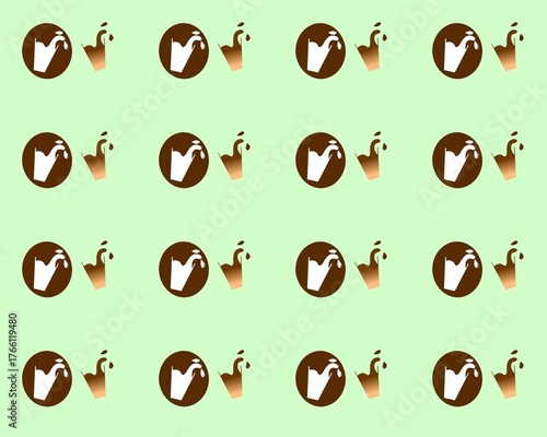 Beverage product logo or icon. Illustration of a chocolate drink spilling into a glass. Chocolate and vanilla in a glass.