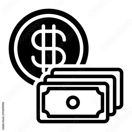 cash icon, glyph icon style